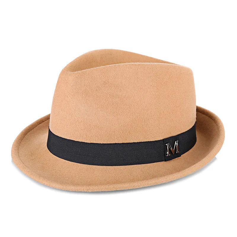 Men Winter Thick Warm Felt Fedora Hats Wool Gentleman