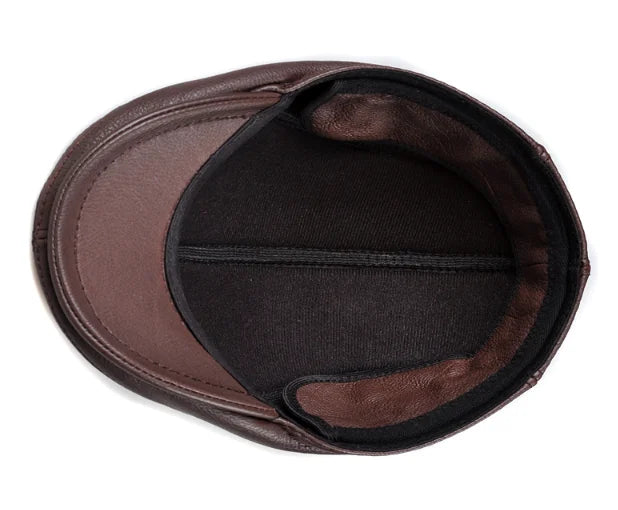 Men's outdoor leather hat winter Berets