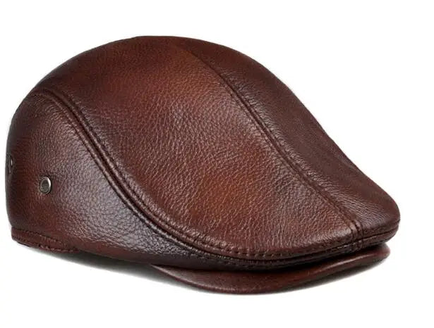 Men's outdoor leather hat winter Berets