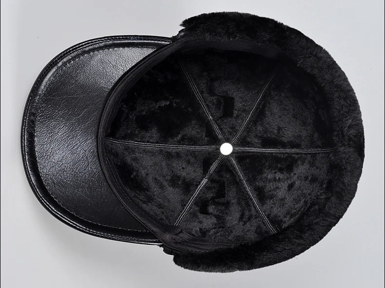 Winter Men's Hat Thicken Leather