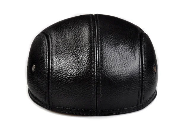 Men's outdoor leather hat winter Berets