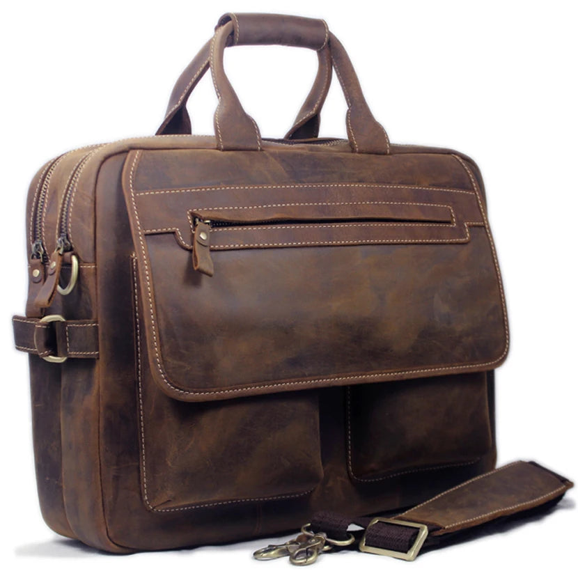 Vintage Men Leather Briefcase Tote Business bag