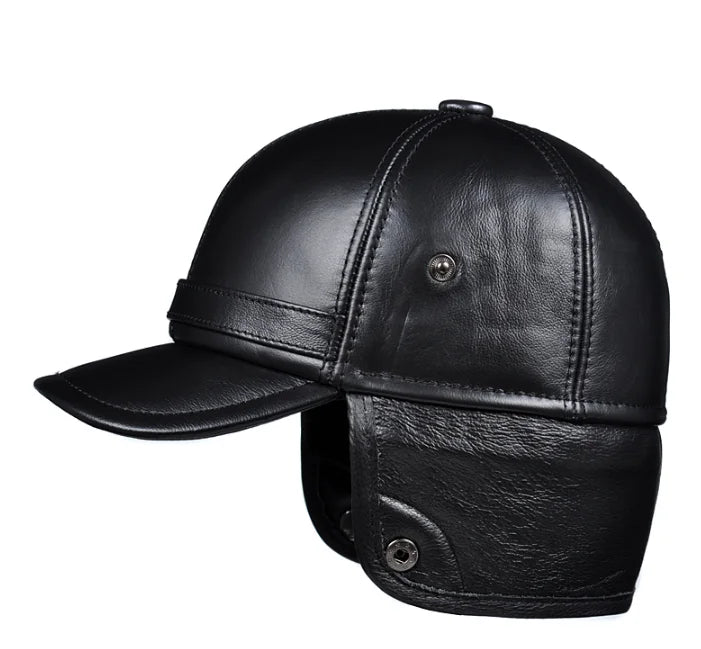 Winter Men's Hat Thicken Leather