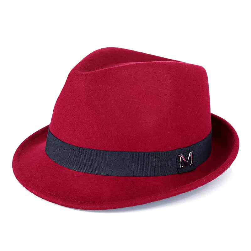 Men Winter Thick Warm Felt Fedora Hats Wool Gentleman