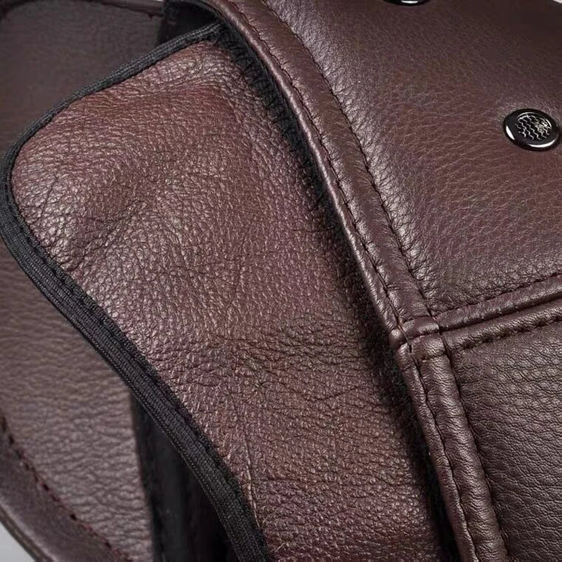 Men's outdoor leather hat winter Berets