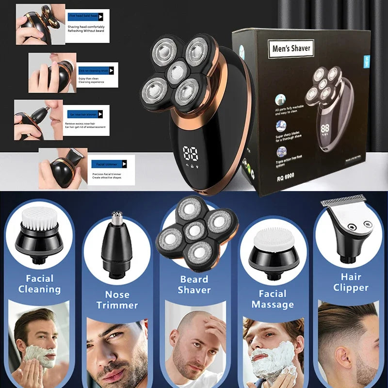 5 In 1 Electric Shaver For Men Bald Head Hair Clipper