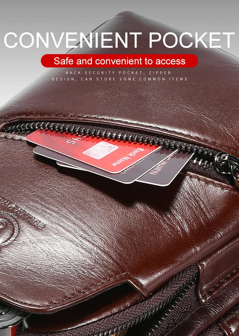Men's Leather Chest Bag Large Capacity