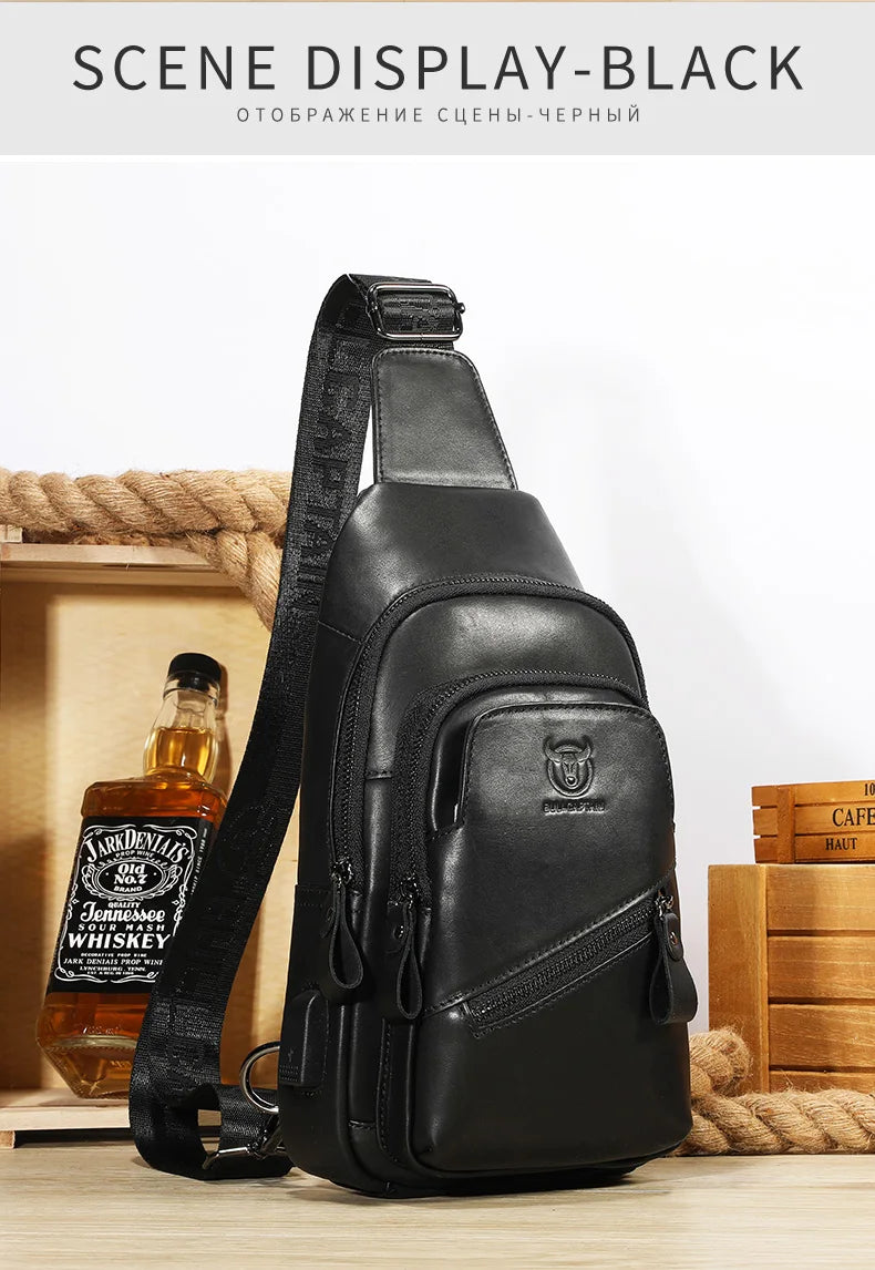Men's Leather Chest Bag Large Capacity