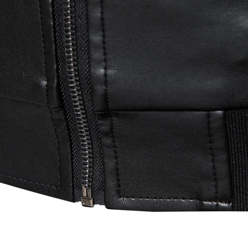 Men's Leather Bomber Moto Jackets Baseball Collar Express Faux PU Bike For Male