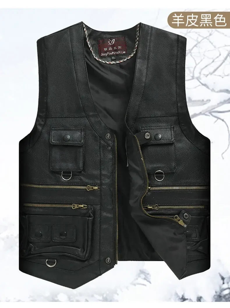 Autumn Winter Leather Vest Men's
