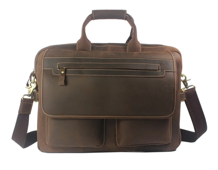 Vintage Men Leather Briefcase Tote Business bag