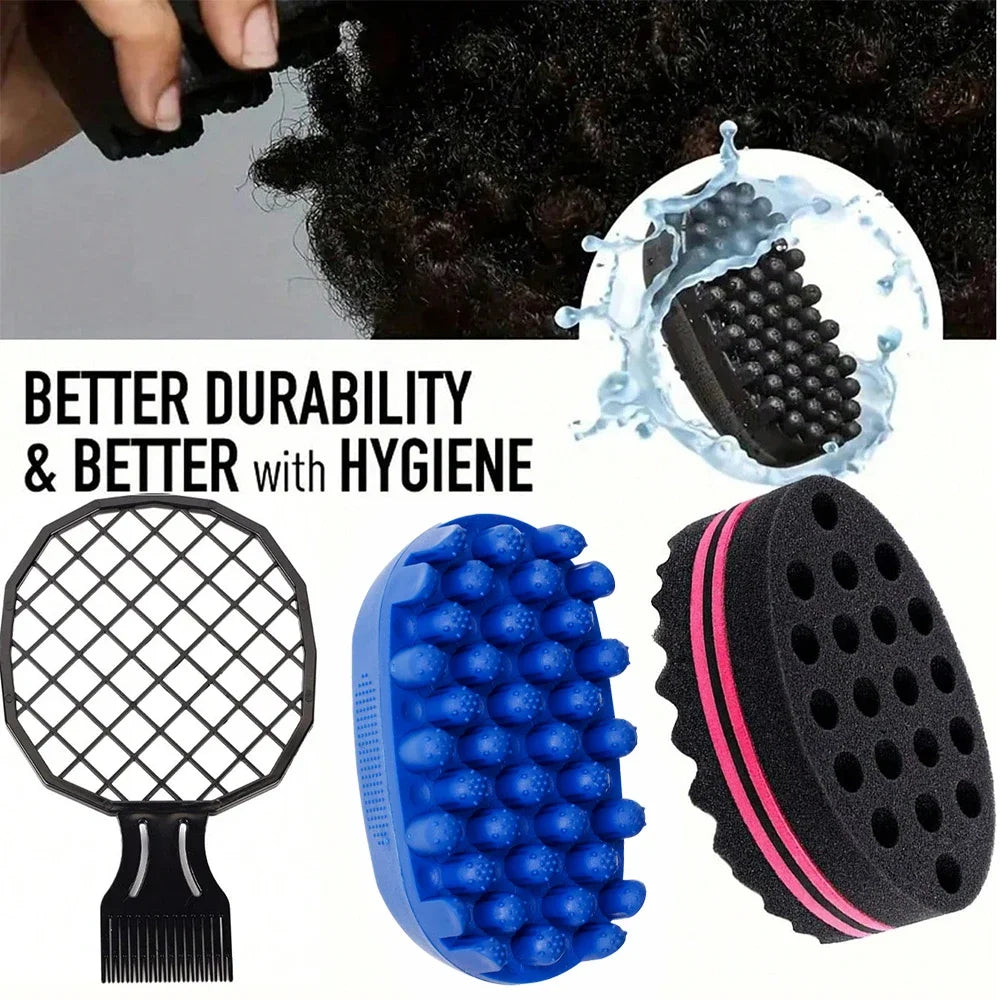 3pcs/set Hair Styling Rubber Washable Afro Curl Sponge Soft Hair