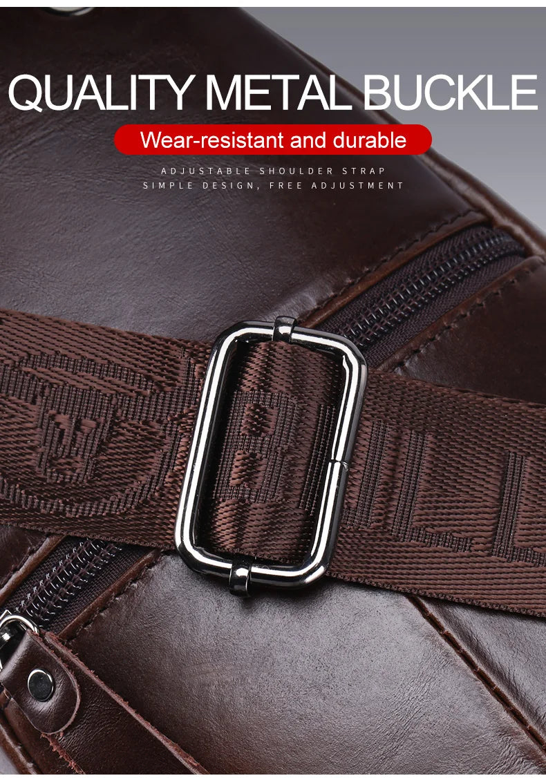 Men's Leather Chest Bag Large Capacity