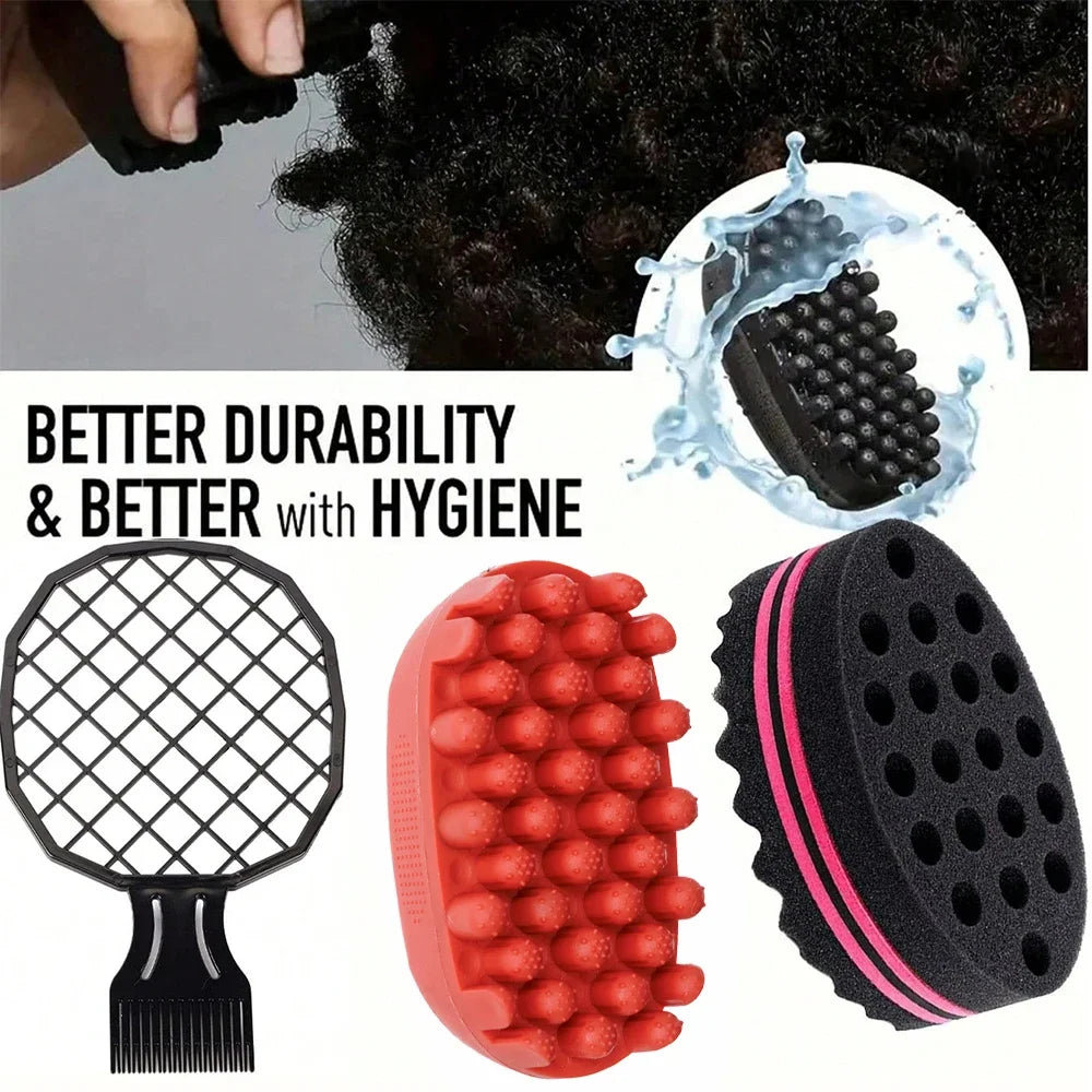 3pcs/set Hair Styling Rubber Washable Afro Curl Sponge Soft Hair