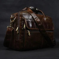 Vintage Men Leather Briefcase Tote Business bag