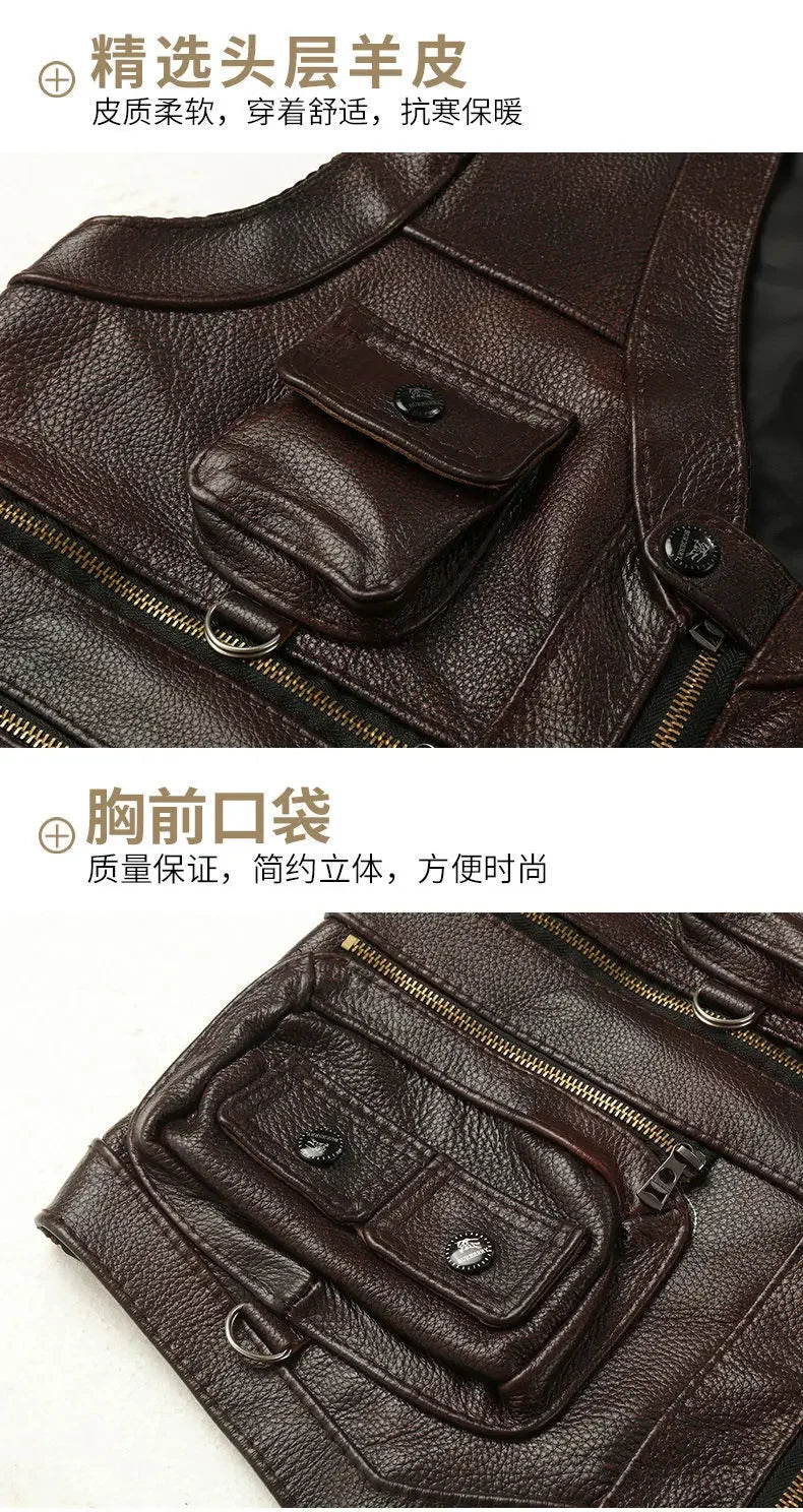Autumn Winter Leather Vest Men's