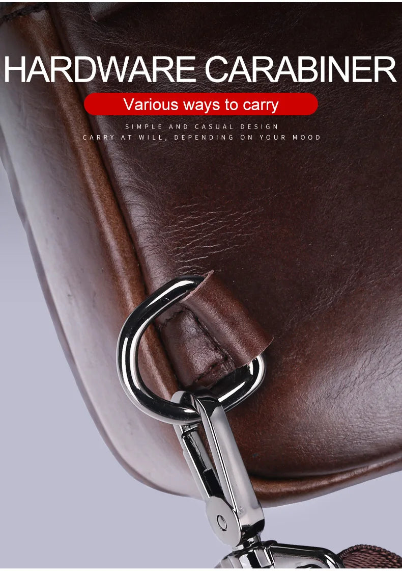 Men's Leather Chest Bag Large Capacity