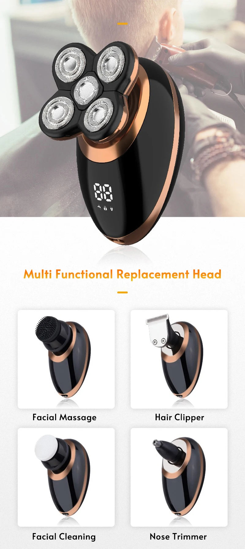 5 In 1 Electric Shaver For Men Bald Head Hair Clipper