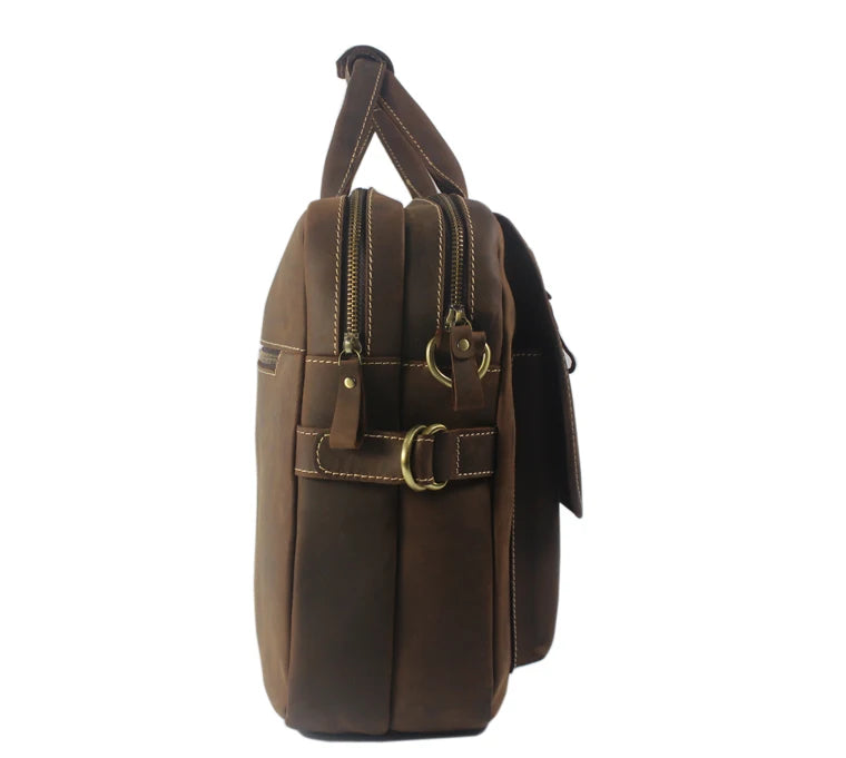 Vintage Men Leather Briefcase Tote Business bag