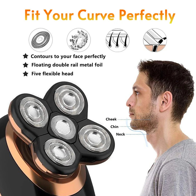 5 In 1 Electric Shaver For Men Bald Head Hair Clipper