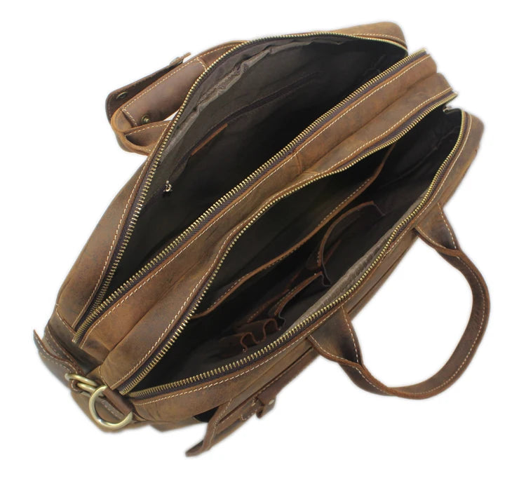 Vintage Men Leather Briefcase Tote Business bag