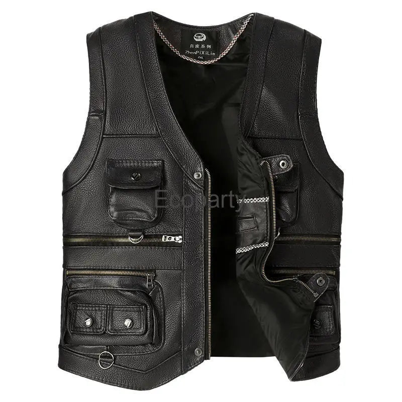 Autumn Winter Leather Vest Men's