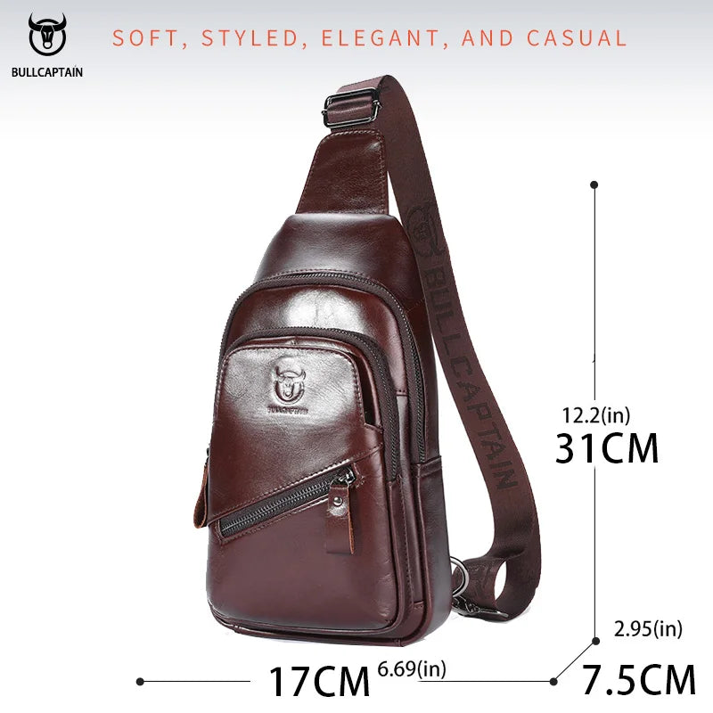 Men's Leather Chest Bag Large Capacity