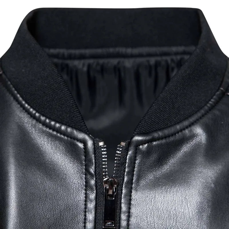 Men's Leather Bomber Moto Jackets Baseball Collar Express Faux PU Bike For Male