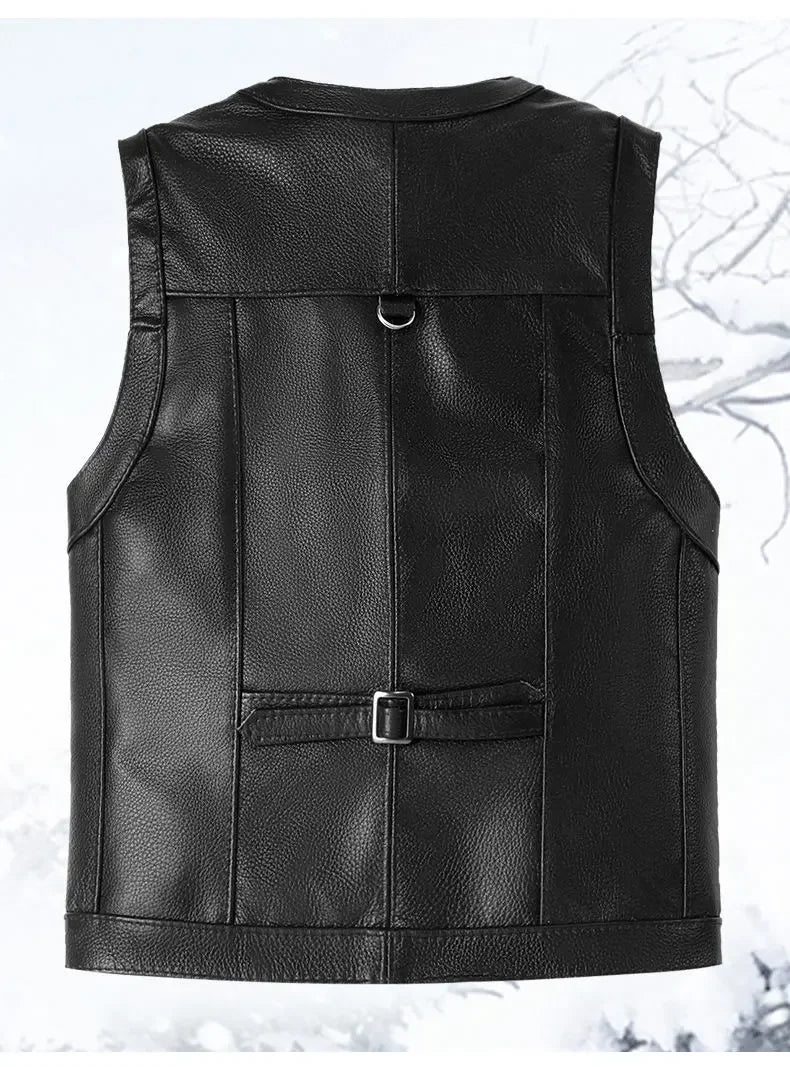 Autumn Winter Leather Vest Men's