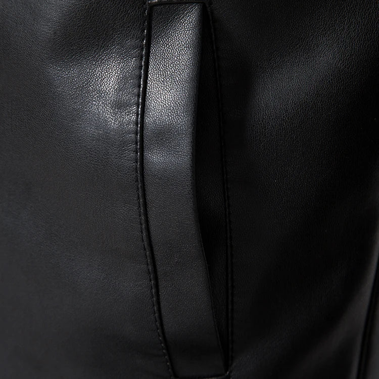 Men's Leather Bomber Moto Jackets Baseball Collar Express Faux PU Bike For Male