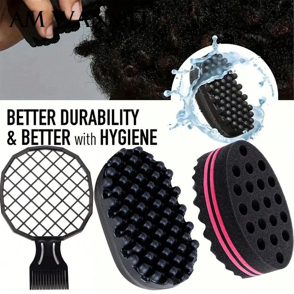3pcs/set Hair Styling Rubber Washable Afro Curl Sponge Soft Hair