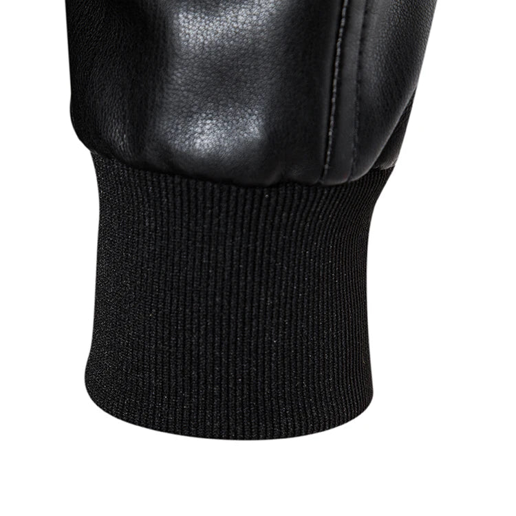 Men's Leather Bomber Moto Jackets Baseball Collar Express Faux PU Bike For Male