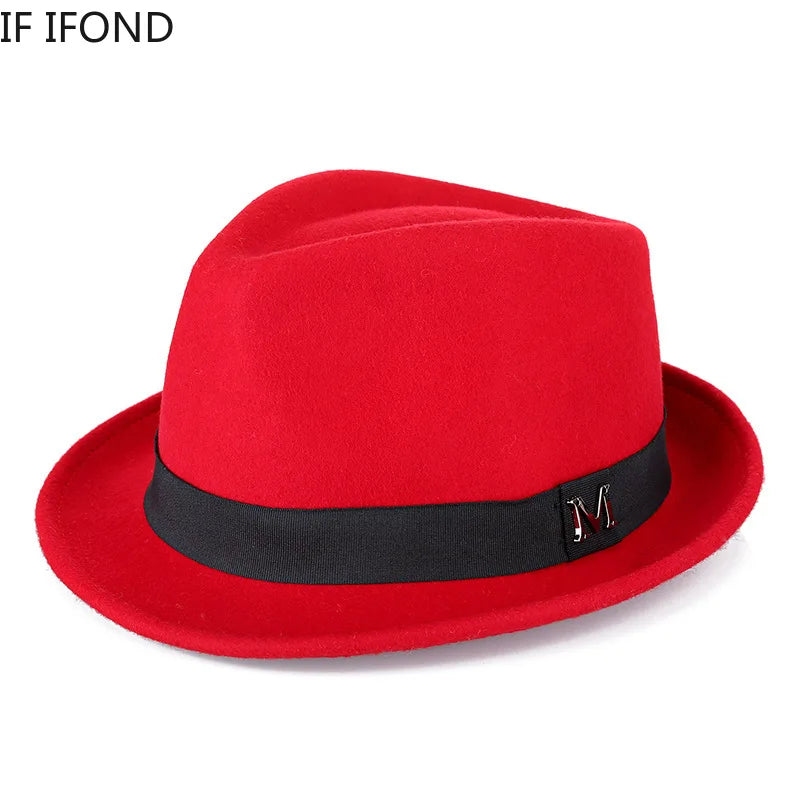Men Winter Thick Warm Felt Fedora Hats Wool Gentleman
