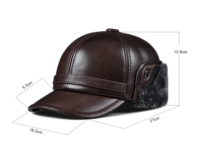 Winter Men's Hat Thicken Leather