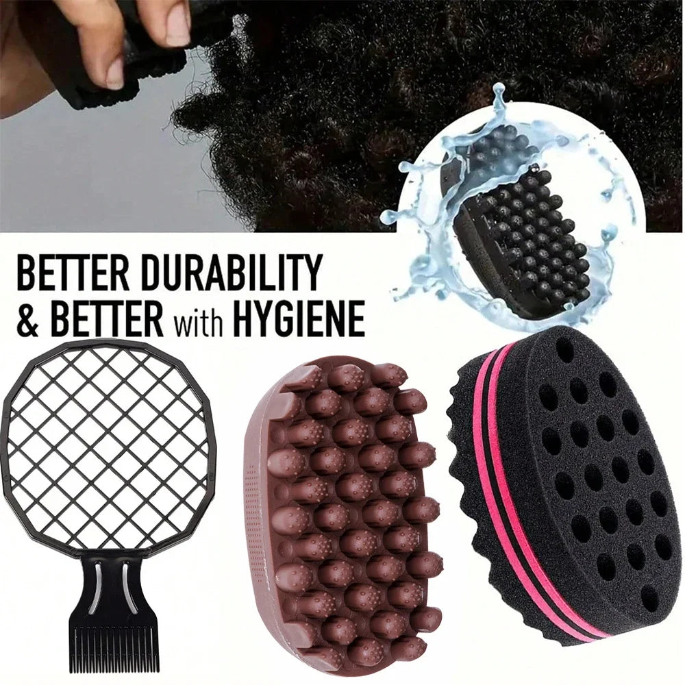 3pcs/set Hair Styling Rubber Washable Afro Curl Sponge Soft Hair