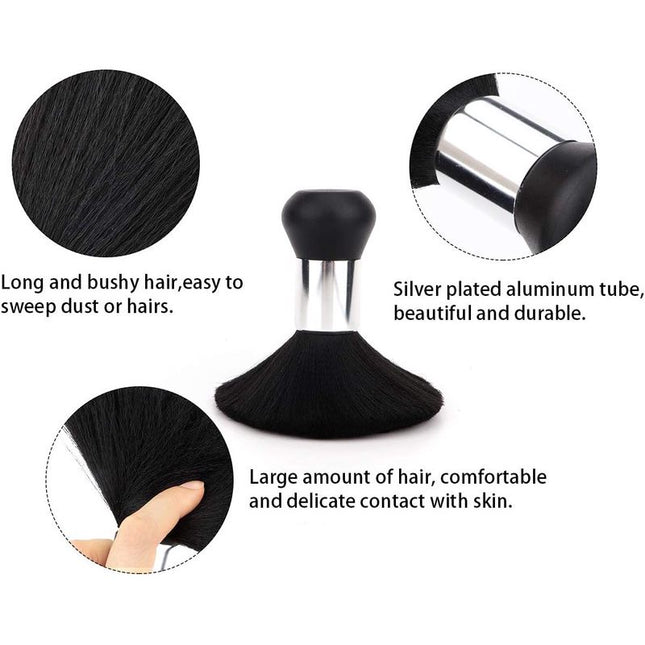 Black Large Barber Brush | Soft Neck Duster for Hair Cutting, Face Cleaning, Hair Sweep Brushes Salon Tool