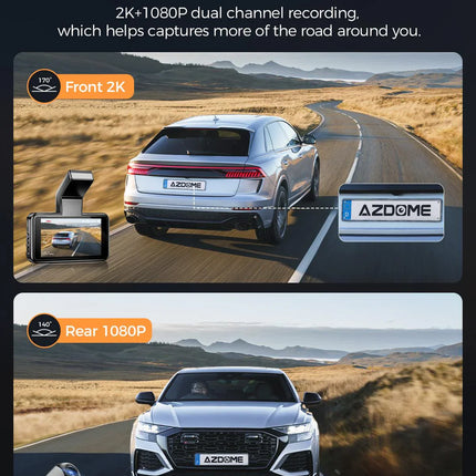 AZDOME M17 Pro 3.0 Inch ADAS Time Lapse Front and Rear 1080p Dual Lens Car Dashboard Camera App Control Car Camera