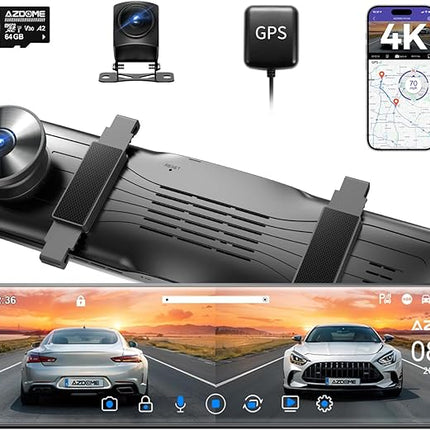 AZDOME PG19X Front and Rear 4K Mirror Dash Cam