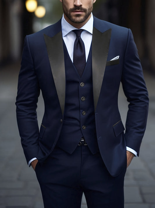 2pcs High-end Suit Set - Lapel Collar Suit Trousers for Gatherings