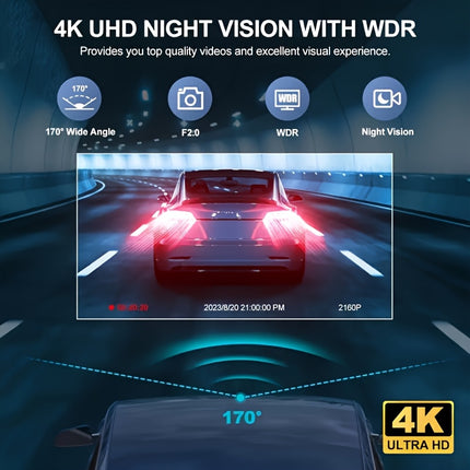 Dual Dash Cam – 4K Front & Rear Recording + 32GB SD Card Included