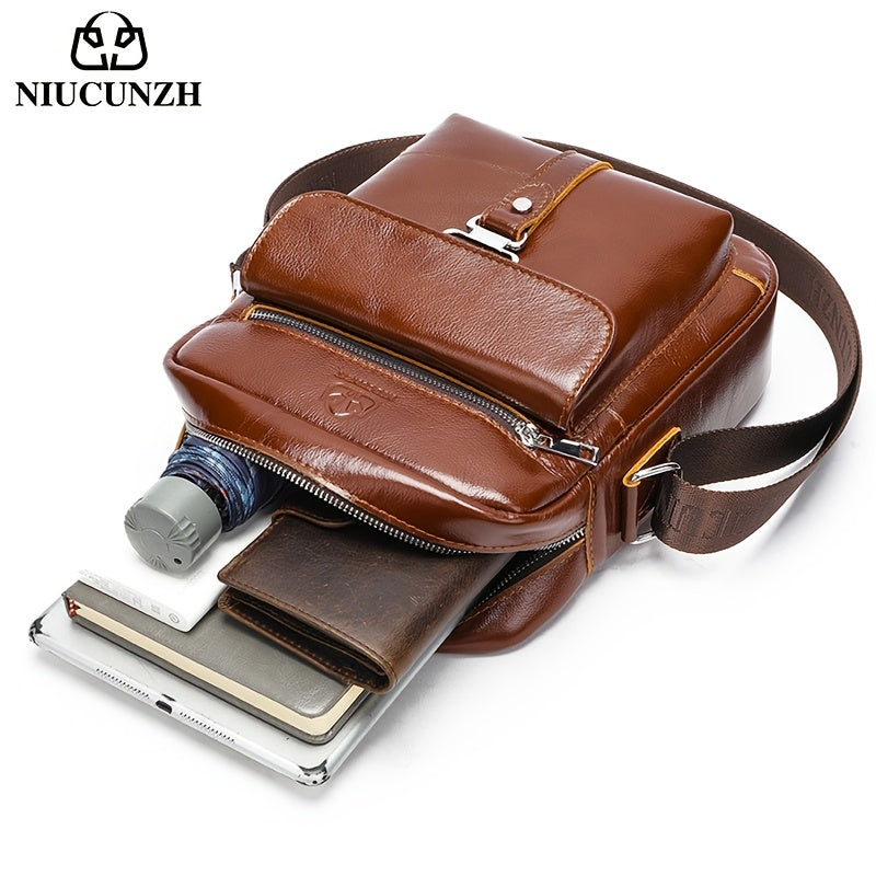 Crazy Horse Leather Crossbody Bag for Men