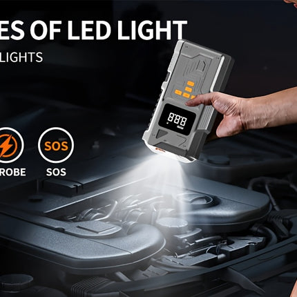[Portable Car Jump Starter] 8000mAh USB Charging, Emergency LED Light - 3500A