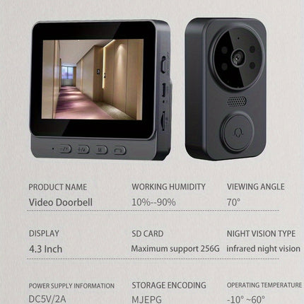 Wireless Video Doorbell with 4.3" HD Screen