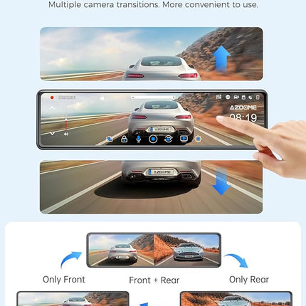 AZDOME PG19X Front and Rear 4K Mirror Dash Cam