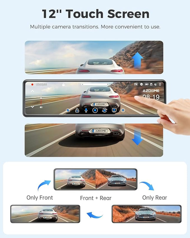 AZDOME PG19X Front and Rear 4K Mirror Dash Cam