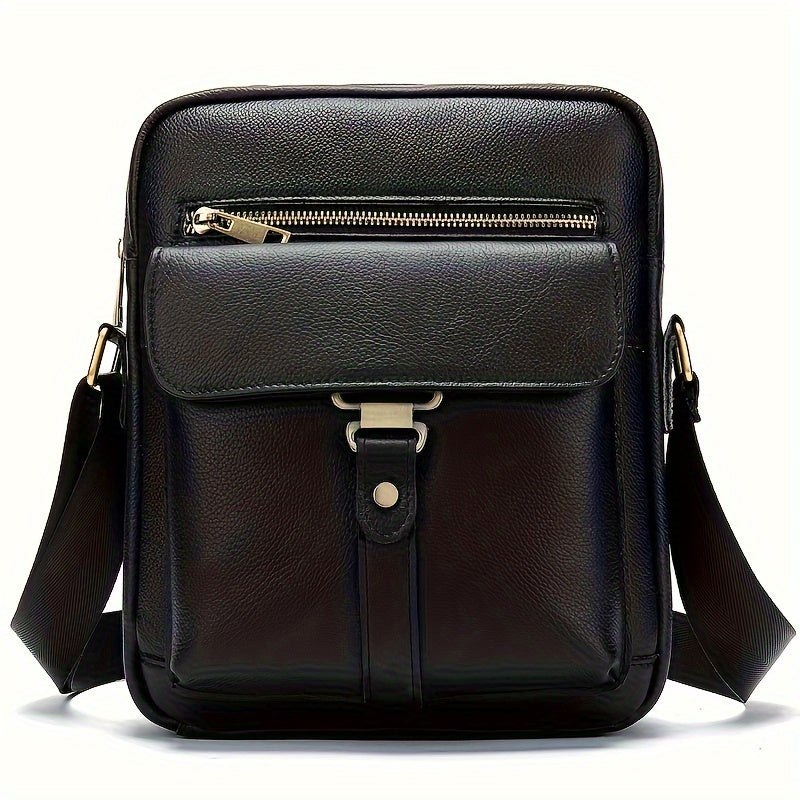 Men'S Casual Coffee Top-Grain Leather Crossbody Bag