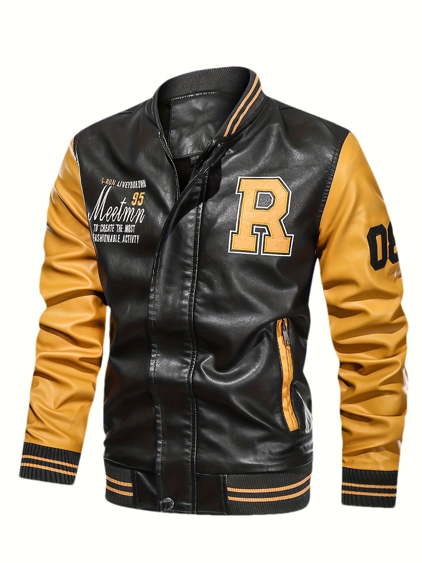 Men's Color Block PUPU PU Leather Jacket