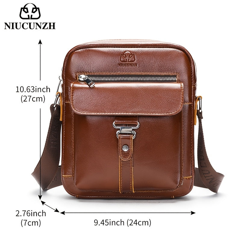 Crazy Horse Leather Crossbody Bag for Men