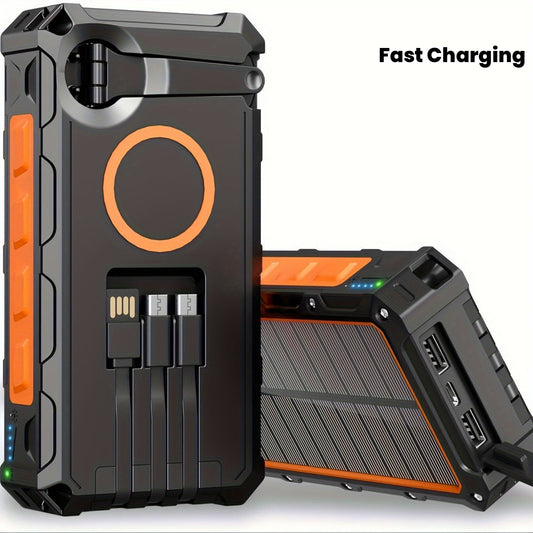 DIBELLAY 30000mAh Wireless Power Bank – Fast Charging, Solar, Flashlight, 7 Outputs/4 Inputs