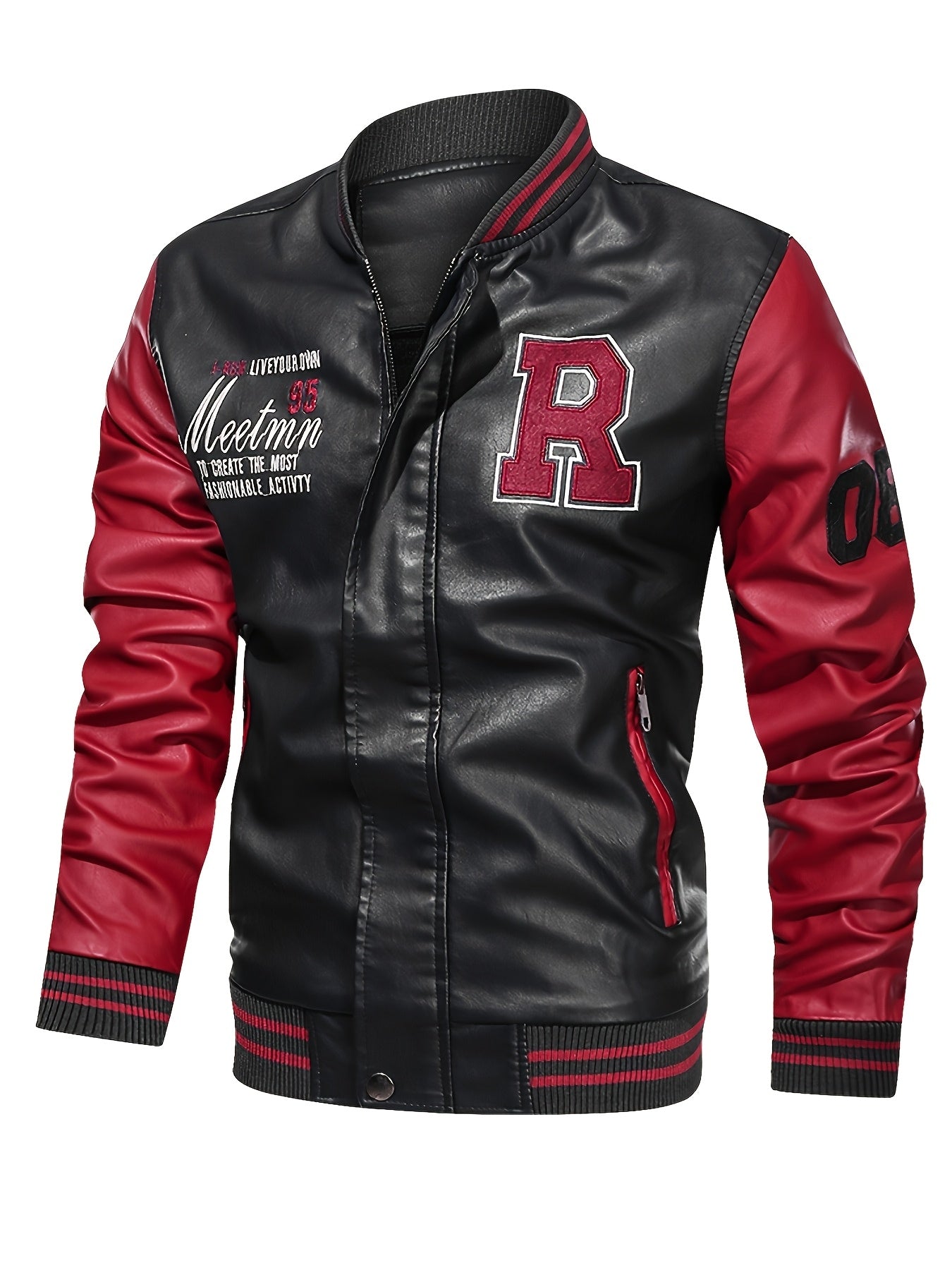 Men's Color Block PUPU PU Leather Jacket
